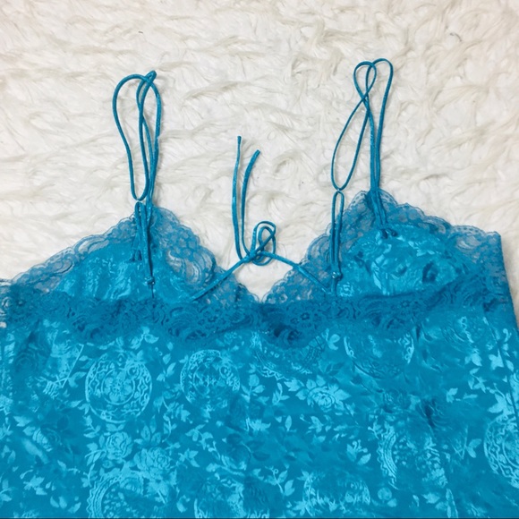 Victoria’s Secret Cami Tank Top Nightgown Lace turquoiseFloral Size Large - Picture 6 of 13